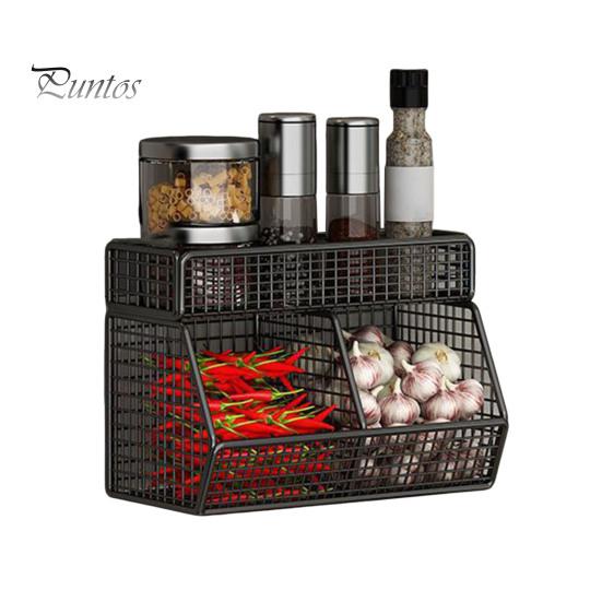 Корзина для хранения из проволочной сетки, большая вместимость, прочная, несущая, простая установка, настенная полка, органайзер, корзина A чёрный