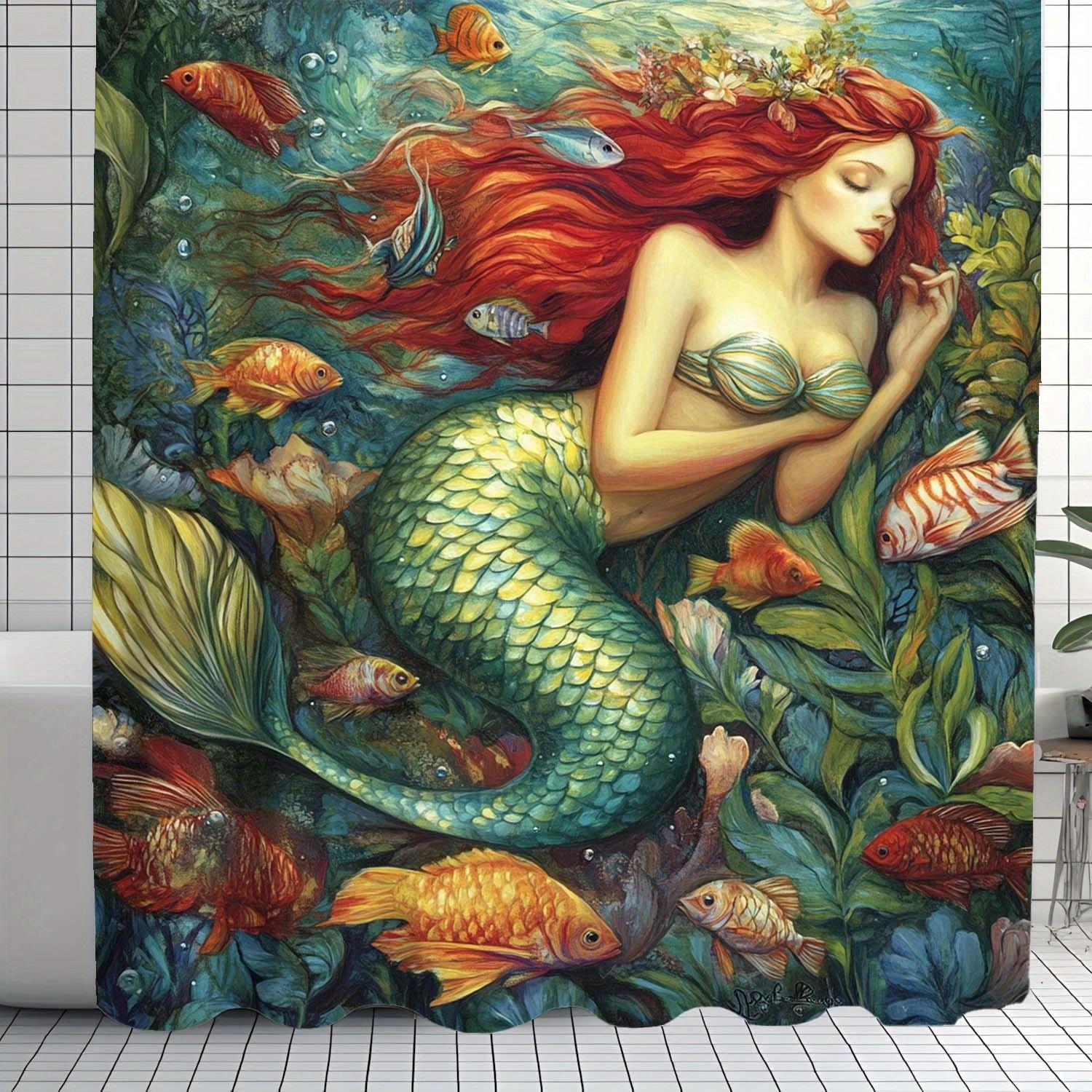 Enchanting Ocean Shower Curtain - Mermaid Hanging On Coral Reef Wall In Living Room, Bedroom Decoration - Magical And Ocean W60H190(CM)-1 Pcs
Enchanting Ocean Shower Curtain - Mermaid Hanging On Coral Reef Wall In Living Room, Bedroom Decoration - Magical And Ocean W60H190(CM)-1 Pcs