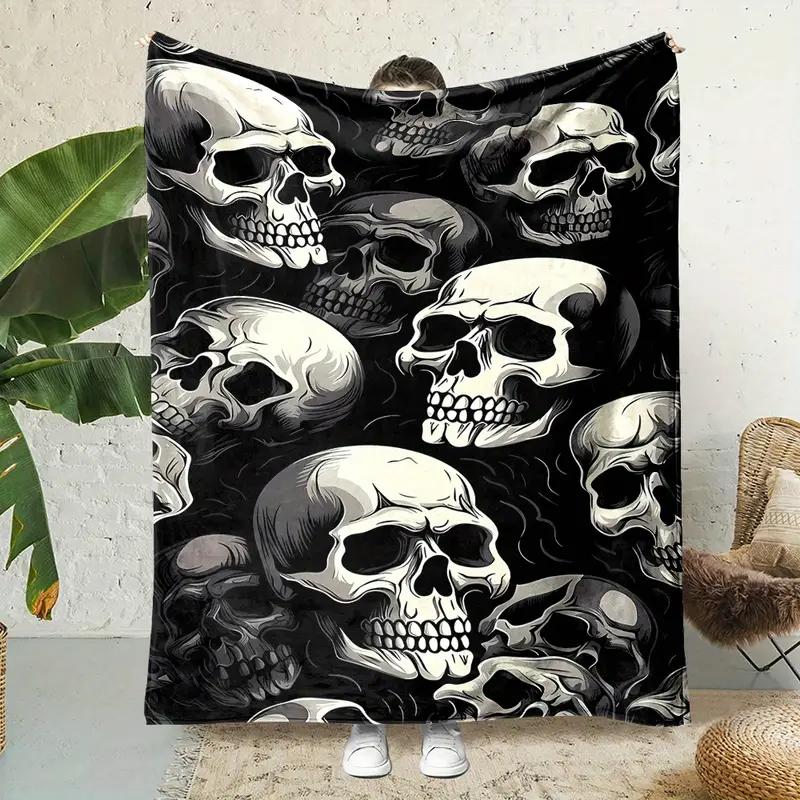 Gothic Skull Print Flannel Blanket Warm and Soft Suitable for Bed Office Home Sofa Camping Christmas and Halloween 75x100cm
Gothic Skull Print Flannel Blanket Warm and Soft Suitable for Bed Office Home Sofa Camping Christmas and Halloween 75x100cm