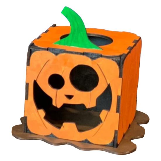 Деревянная коробка в виде тыквы на Хэллоуин, украшение в виде фонаря Джека, центральный элемент стола, коробка-фонарь в виде тыквы для украшения вечеринки на Хэллоуин C