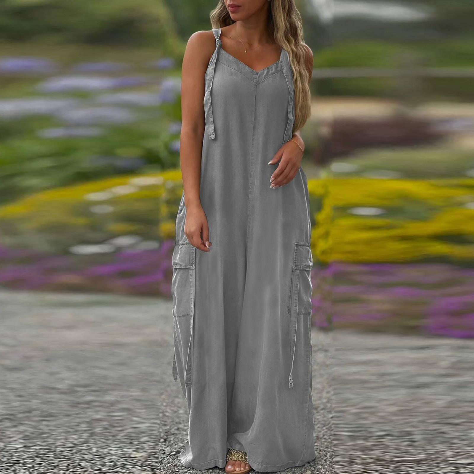 Жіночий модний повсякденний однотонний комбінезон з кишеньковим V-подібним вирізом XL
Жіночий модний повсякденний однотонний комбінезон з кишеньковим V-подібним вирізом XL