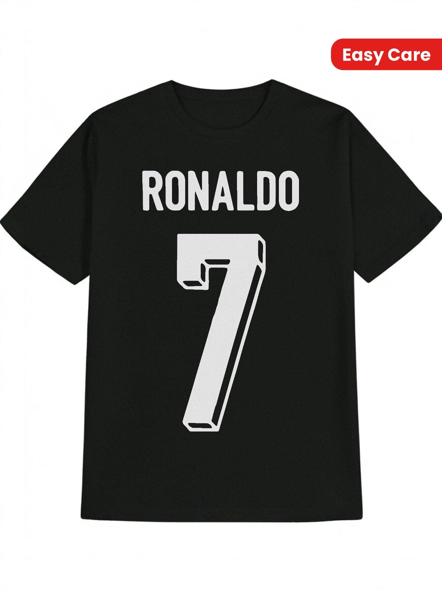 Casual Short Sleeve T-shirt with Ronaldo Graphic Print - Black & White Soccer-Inspired Design S
Casual Short Sleeve T-shirt with Ronaldo Graphic Print - Black & White Soccer-Inspired Design S