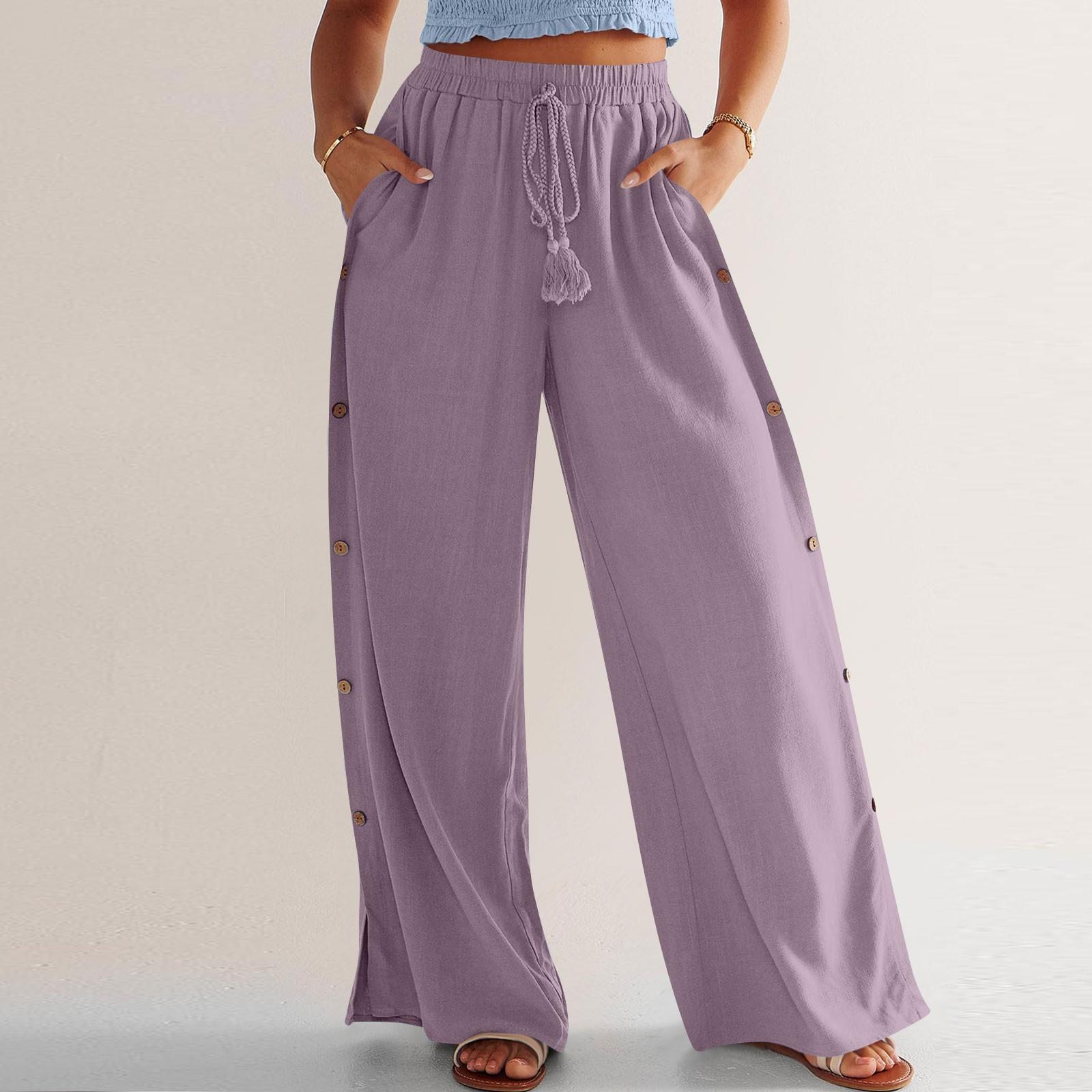 Женские однотонные брюки с эластичным поясом и пуговицами, широкие брюки с высокой талией XL фиолетовый
Женские однотонные брюки с эластичным поясом и пуговицами, широкие брюки с высокой талией XL фиолетовый