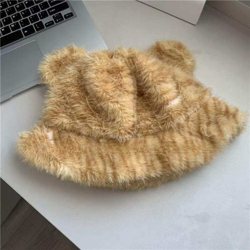 Мягкая теплая шапка-шарф «Котенок» Харадзюку Зимняя плюшевая шапка с ушками Милый шарф-наушники Y2K для девочек Tiger Striped Hat