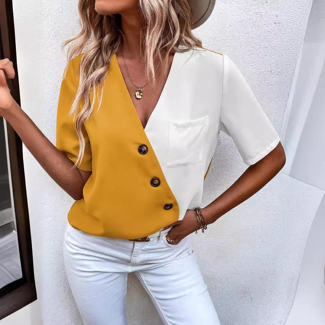 GMXIA Женские модные повседневные летние блузки и рубашки с короткими рукавами и v-образным вырезом XXL жёлтый
GMXIA Женские модные повседневные летние блузки и рубашки с короткими рукавами и v-образным вырезом XXL жёлтый