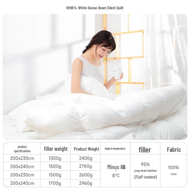 8H 95% White Goose Down Winter Duvet
8H 95% White Goose Down Winter Duvet