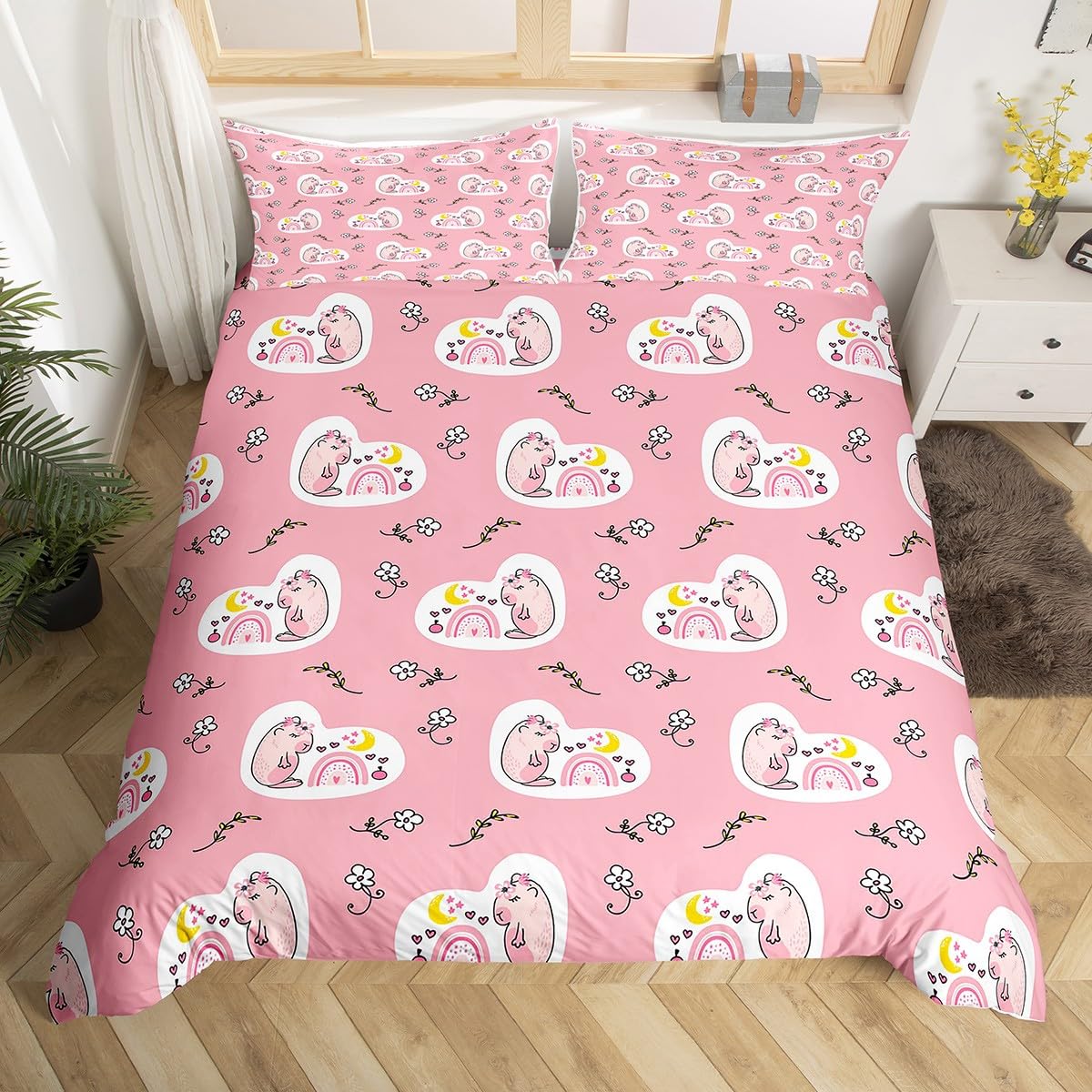 Comforter Cabybara Twin Queen Rodent Animal Bedding Set For Girls Women Dragonfly Lotus Flower Comforter With Comforter (quilt)-EU Single(135*200cm)3pcs
Comforter Cabybara Twin Queen Rodent Animal Bedding Set For Girls Women Dragonfly Lotus Flower Comforter With Comforter (quilt)-EU Single(135*200cm)3pcs