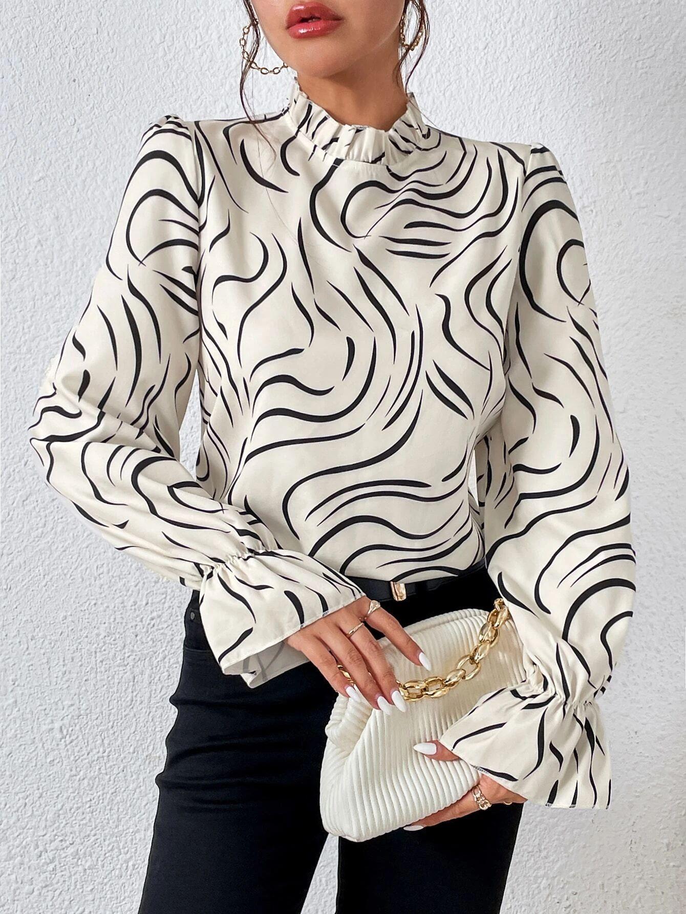 Женская рубашка из рами с принтом и воротником-стойкой XL белый
Женская рубашка из рами с принтом и воротником-стойкой XL белый