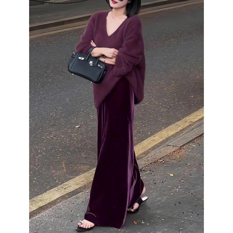 Purplish Red Velvet Skirt for Women Autumn 2025 New Thickened Plus size Elegant Slimming Split Drape A Word Long dress Fuchsia 100cm length 2XL
Purplish Red Velvet Skirt for Women Autumn 2025 New Thickened Plus size Elegant Slimming Split Drape A Word Long dress Fuchsia 100cm length 2XL
