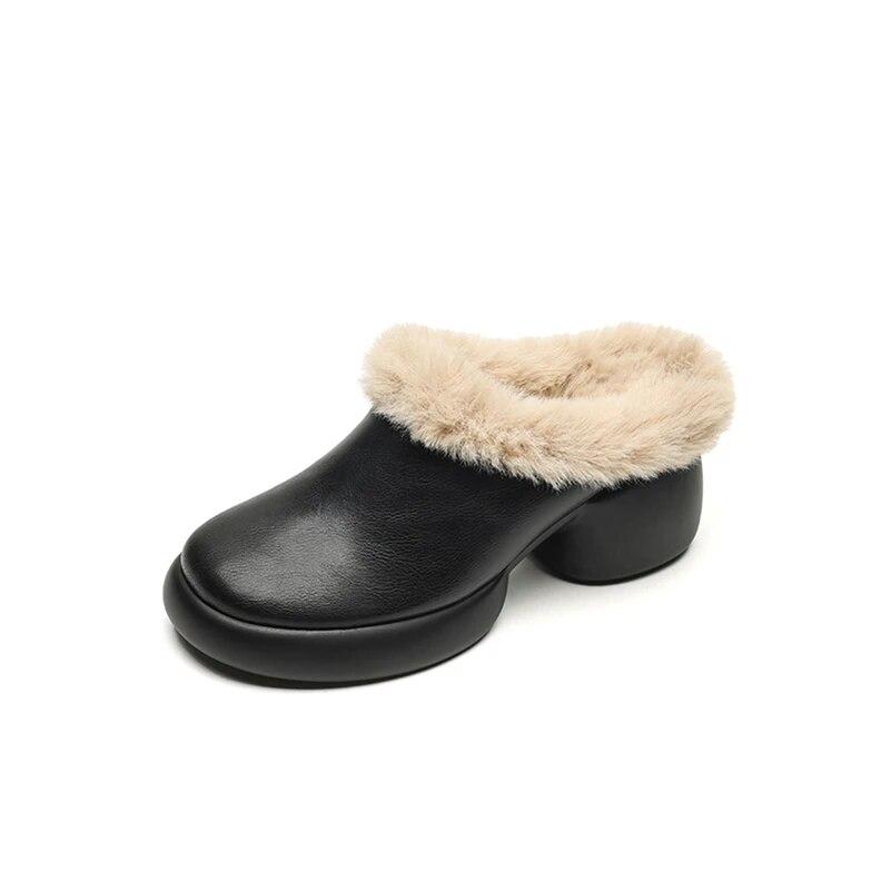 Meotina Жіночі туфлі-мюлі з натуральної шкіри з круглим носком, товсті високі підбори, вовняна платформа, жіноче модне взуття, зима, чорний, бежевий 40 39 чорний
Meotina Жіночі туфлі-мюлі з натуральної шкіри з круглим носком, товсті високі підбори, вовняна платформа, жіноче модне взуття, зима, чорний, бежевий 40 39 чорний