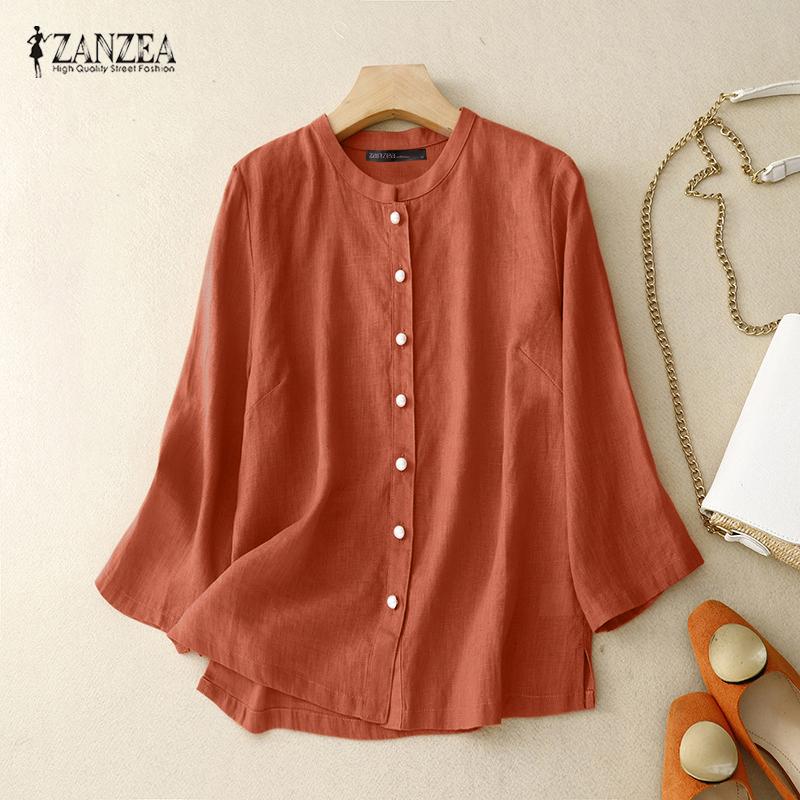 ZANZEA Женская повседневная свободная летняя блузка с круглым вырезом и рукавами 3/4
ZANZEA Женская повседневная свободная летняя блузка с круглым вырезом и рукавами 3/4
