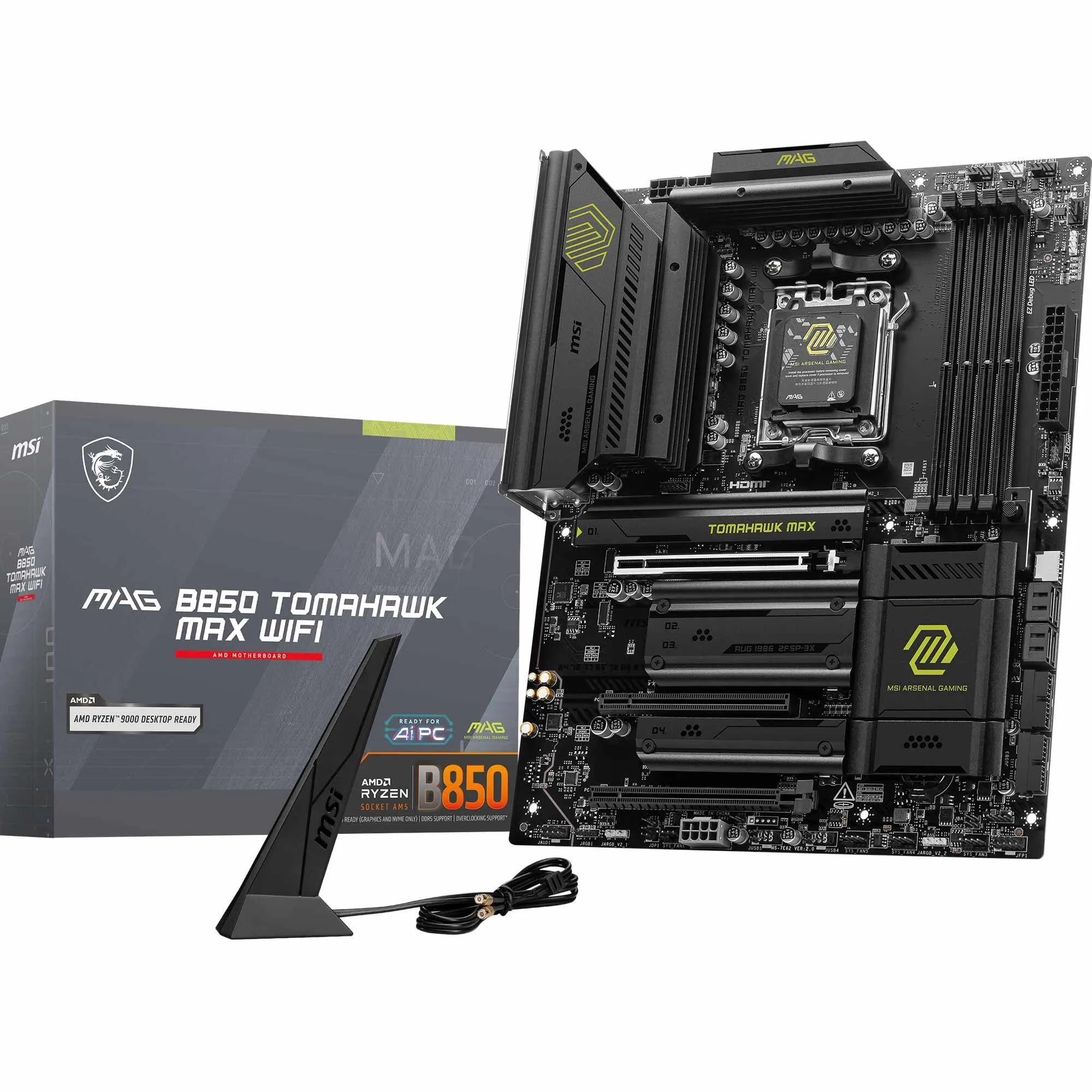 MSI MAG B850 TOMAHAWK MAX WIFI AMD Ryzen series compatible ATX motherboard MB6743 9000/8000/7000 (AM5)
MSI MAG B850 TOMAHAWK MAX WIFI AMD Ryzen series compatible ATX motherboard MB6743 9000/8000/7000 (AM5)