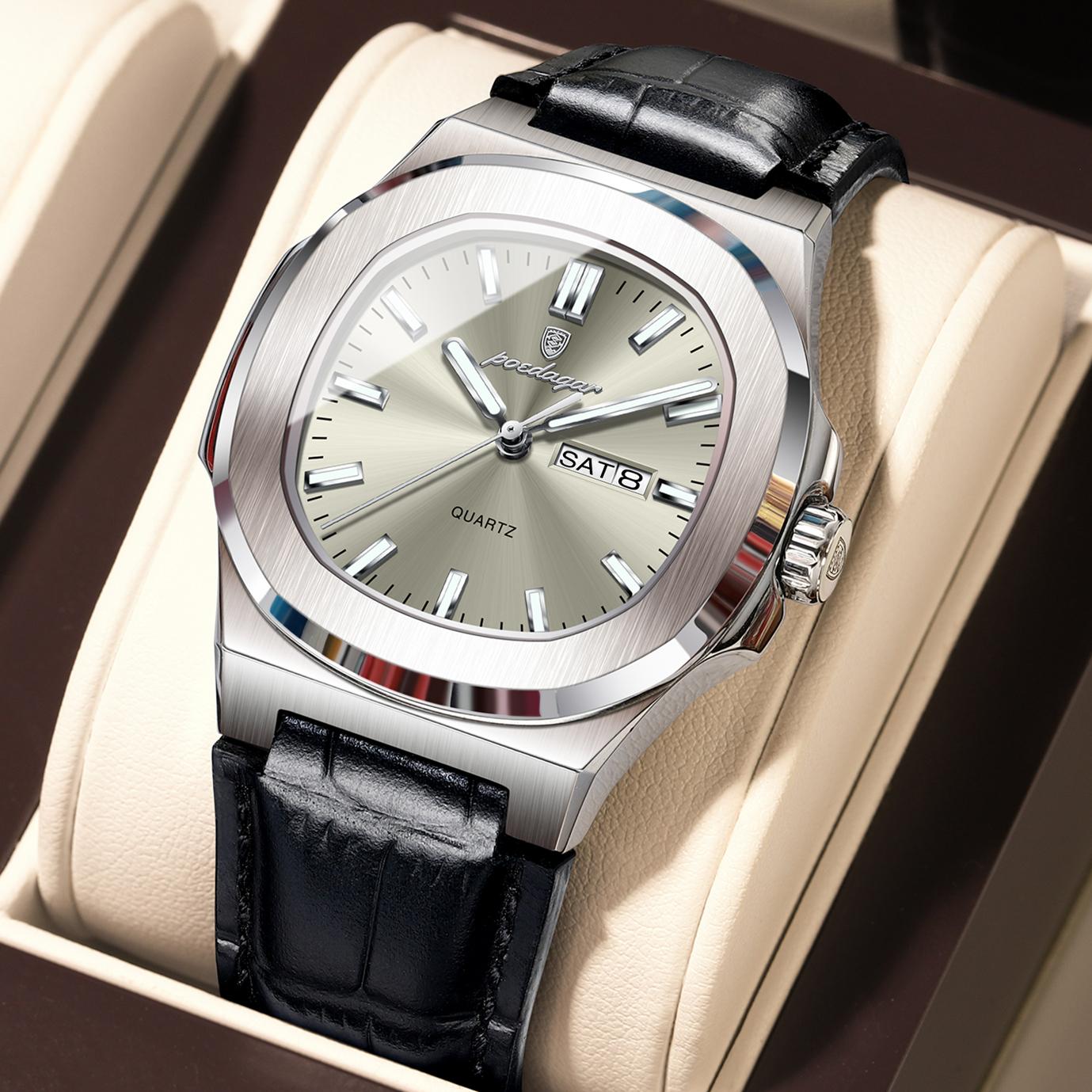 POEDAGAR High Quality Watch for Men Luxury Luminous Waterproof Week Calendar Clock Leather Square Quartz Watches Reloj серый/серебряный
POEDAGAR High Quality Watch for Men Luxury Luminous Waterproof Week Calendar Clock Leather Square Quartz Watches Reloj серый/серебряный