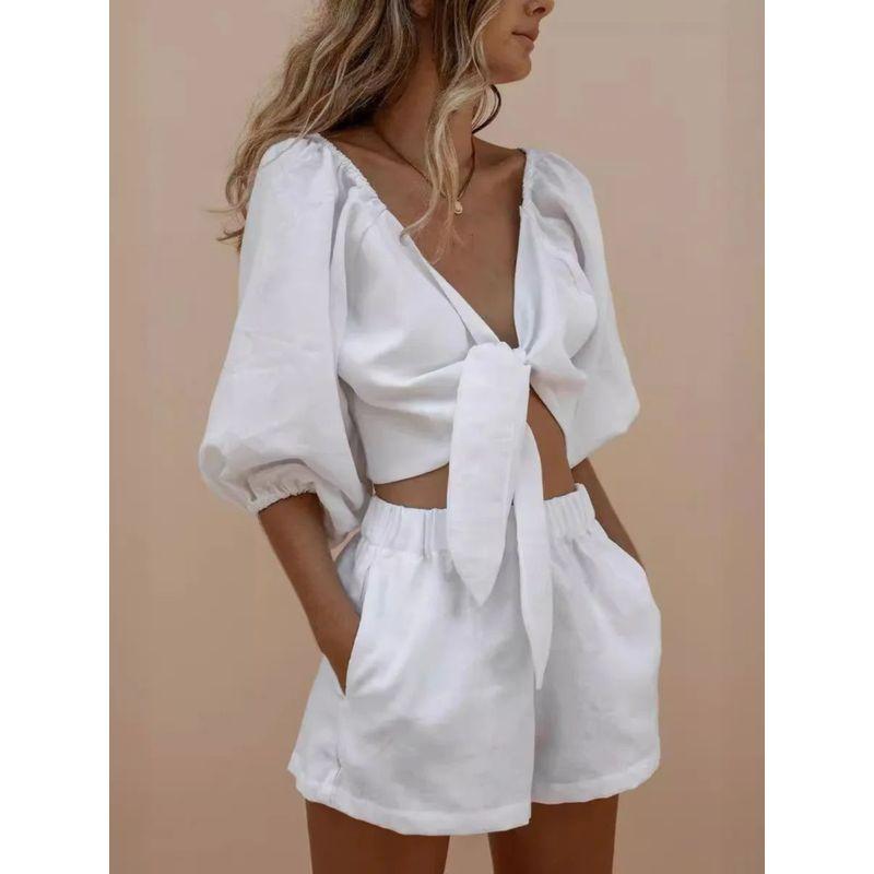 Solid Color Bubble Sleeve Shorts Set Sexy Pure Color Puff Sleeves Shorts Suit WHITE M
Solid Color Bubble Sleeve Shorts Set Sexy Pure Color Puff Sleeves Shorts Suit WHITE M