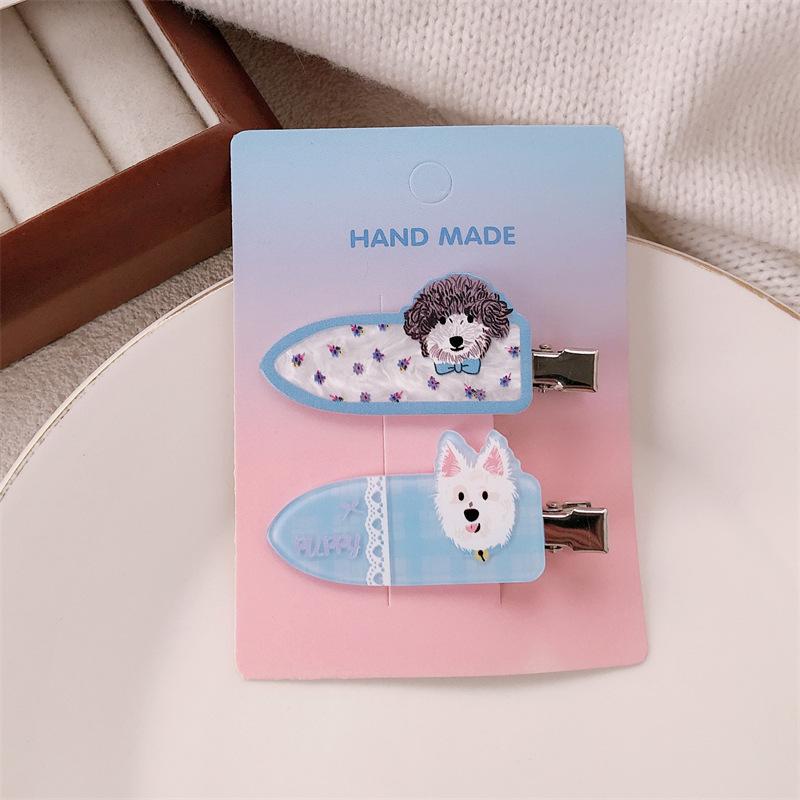 1Pair Creative Cartoon Acrylic Hair Clip Pet Dog Combination Duckbill Clip Bangs Clip No Trace Clip Sweet Versatile Hairband as the picture
1Pair Creative Cartoon Acrylic Hair Clip Pet Dog Combination Duckbill Clip Bangs Clip No Trace Clip Sweet Versatile Hairband as the picture