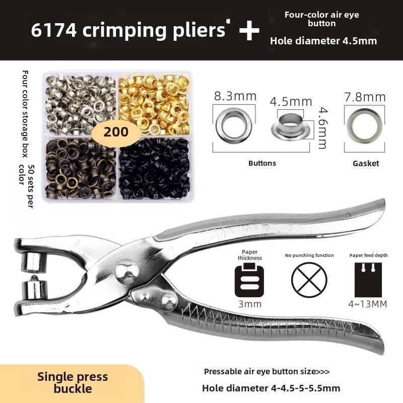 Сверхпрочный ручной инструмент для пробивания люверсов для проектов «сделай сам».
Сверхпрочный ручной инструмент для пробивания люверсов для проектов «сделай сам».