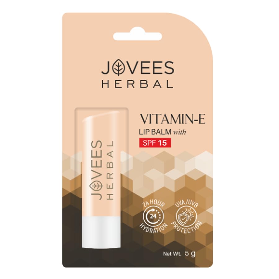Jovees Herbal Vitamin E Lip Balm SPF 15 for Soft Glossy Supple Lips 24 Hour Hydration Dark Pigmented Dry Chapped
Jovees Herbal Vitamin E Lip Balm SPF 15 for Soft Glossy Supple Lips 24 Hour Hydration Dark Pigmented Dry Chapped