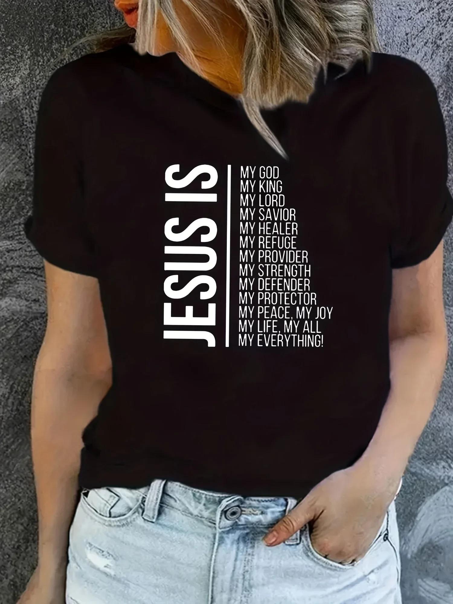 Womens Tshirt Jesus Is Print Faith Graphic Harajuku TShirt Short Sleeve Crew Neck Casual Top for Spring Summer Tops S
Womens Tshirt Jesus Is Print Faith Graphic Harajuku TShirt Short Sleeve Crew Neck Casual Top for Spring Summer Tops S