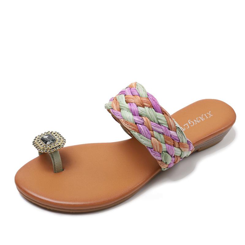 New set of toe wedge slippers woven bohemian rhinestone vacation beach shoes 36
New set of toe wedge slippers woven bohemian rhinestone vacation beach shoes 36