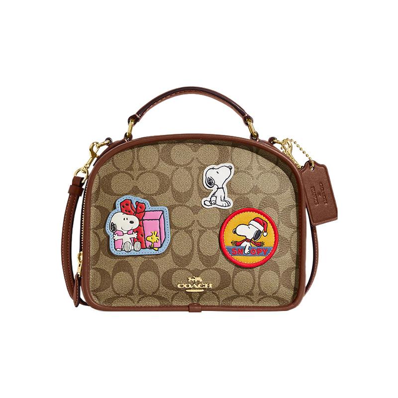 COACH handbag Peanuts Snoopy joint model Lunch Pail 22 classic presbyopic zipper closure cartoon print canvas and leather hand-held shoulder crossbody коричневий
COACH handbag Peanuts Snoopy joint model Lunch Pail 22 classic presbyopic zipper closure cartoon print canvas and leather hand-held shoulder crossbody коричневий
