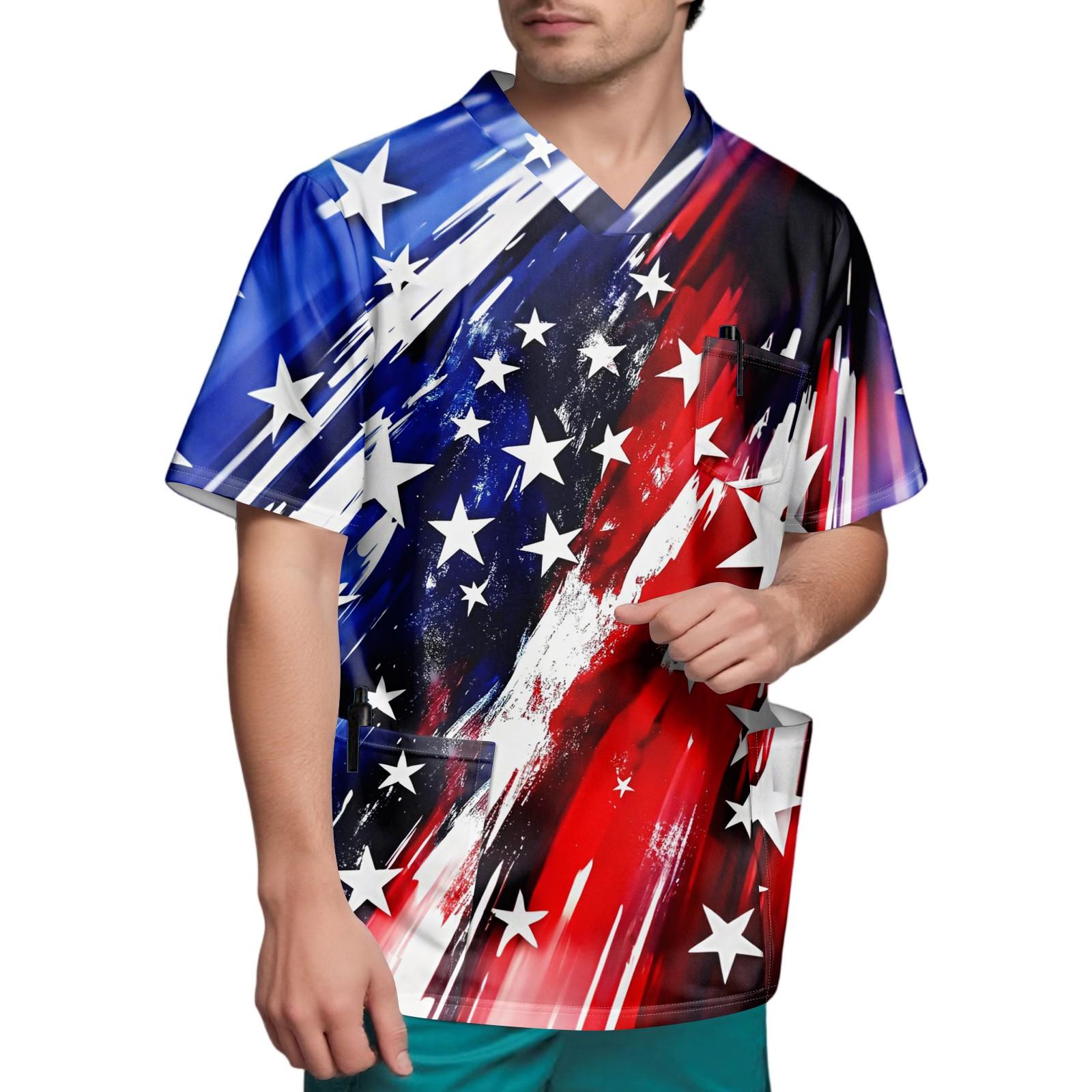 Мужской топ с короткими рукавами и V-образным вырезом в честь Дня независимости и нагрудным карманом L тёмно-синий
Мужской топ с короткими рукавами и V-образным вырезом в честь Дня независимости и нагрудным карманом L тёмно-синий