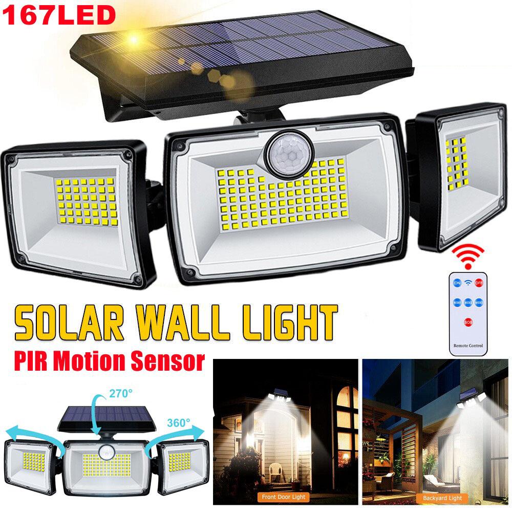 Lamp 167led Three Head Integrated With Remote Control PIR Motion Sensor LED Solar Light 3-Head
Lamp 167led Three Head Integrated With Remote Control PIR Motion Sensor LED Solar Light 3-Head