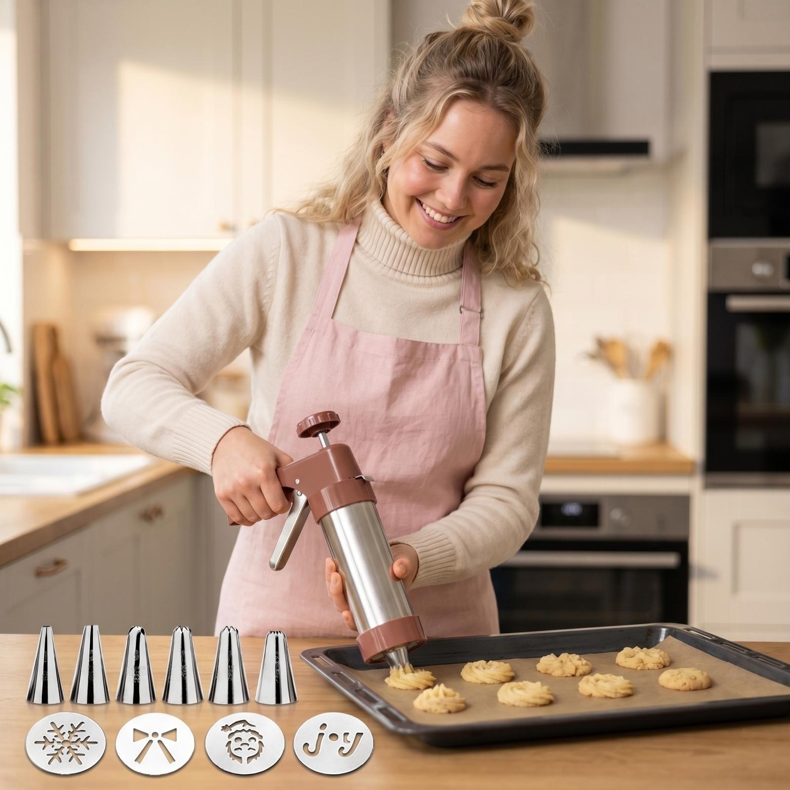 Cookie Press Set with 6 Stainless Steel Nozzles 6 Decorative Discs and Cream Whipper Gun for Baking and Decorating Pastries and Desserts One Size серебряный
Cookie Press Set with 6 Stainless Steel Nozzles 6 Decorative Discs and Cream Whipper Gun for Baking and Decorating Pastries and Desserts One Size серебряный