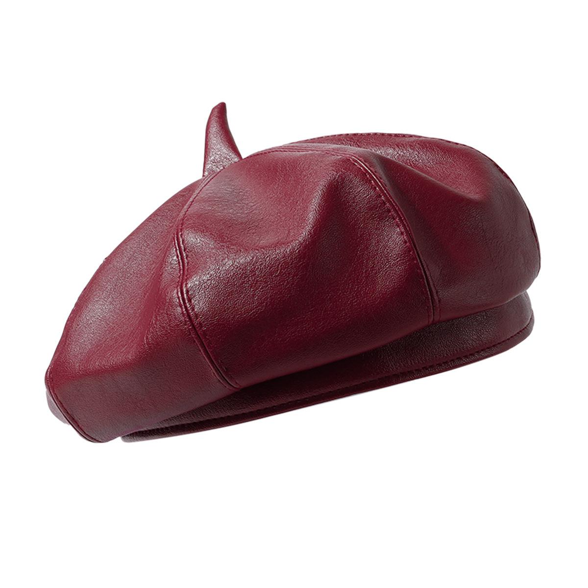 Girl Pu Leather Beret French Artist Warm Wool Winter Beanie Hat Retro Vintage Plain Beret Solid Color Elegant Ladies Winter Hat 56-58cm бордовий
Girl Pu Leather Beret French Artist Warm Wool Winter Beanie Hat Retro Vintage Plain Beret Solid Color Elegant Ladies Winter Hat 56-58cm бордовий