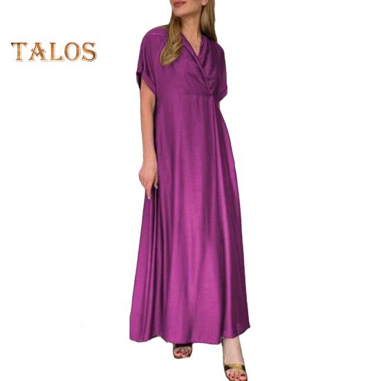 Весеннее женское платье с V-образным вырезом и коротким рукавом, свободное А-силуэта, чистое цветное платье макси длиной до щиколотки, плиссированное платье для выпускного вечера, вечеринки, свидания M фиолетовый
Весеннее женское платье с V-образным вырезом и коротким рукавом, свободное А-силуэта, чистое цветное платье макси длиной до щиколотки, плиссированное платье для выпускного вечера, вечеринки, свидания M фиолетовый