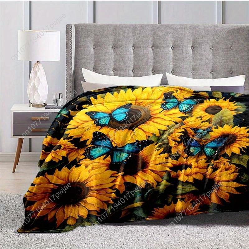 1pc Sunflowers And Blue Butterfly Thin Blanket - Lightweight Flannel Throw For Sofa, Bed, Travel, Camping, Livingroom, Office, C 75cmx90cm
1pc Sunflowers And Blue Butterfly Thin Blanket - Lightweight Flannel Throw For Sofa, Bed, Travel, Camping, Livingroom, Office, C 75cmx90cm