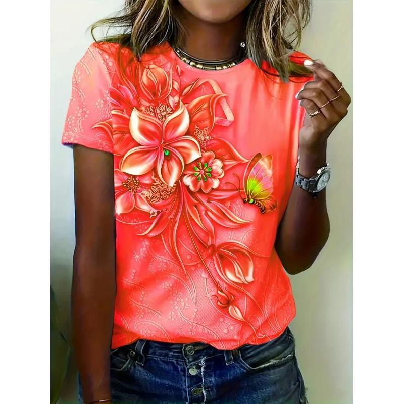 Летний топ с круглым вырезом, однотонный, с короткими рукавами, с принтом 3D-цветочного узора, женские футболки XS
Летний топ с круглым вырезом, однотонный, с короткими рукавами, с принтом 3D-цветочного узора, женские футболки XS