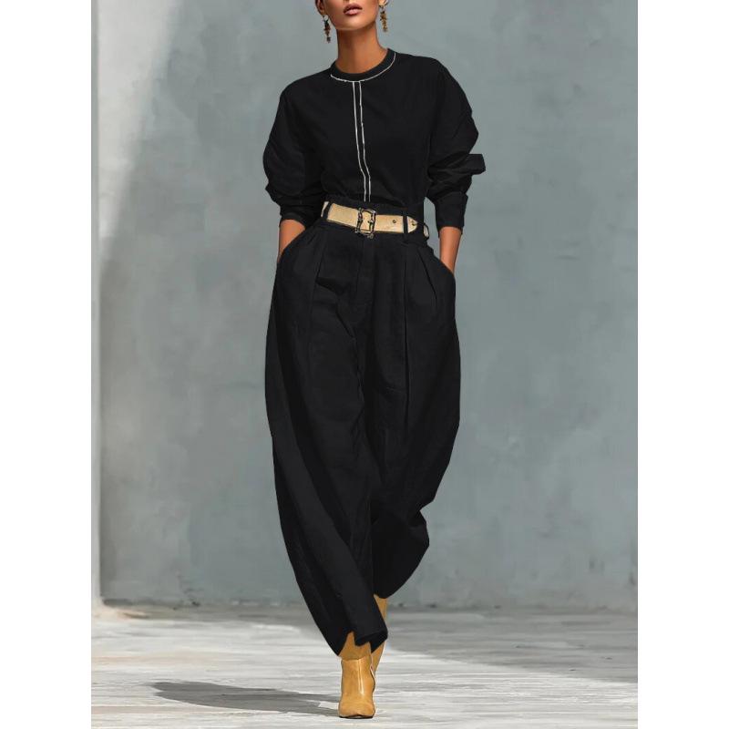 2026 Spring/Autumn Women s Simple Loose Top & Wide-Leg Harem Pants Set with Belt XL
2026 Spring/Autumn Women s Simple Loose Top & Wide-Leg Harem Pants Set with Belt XL