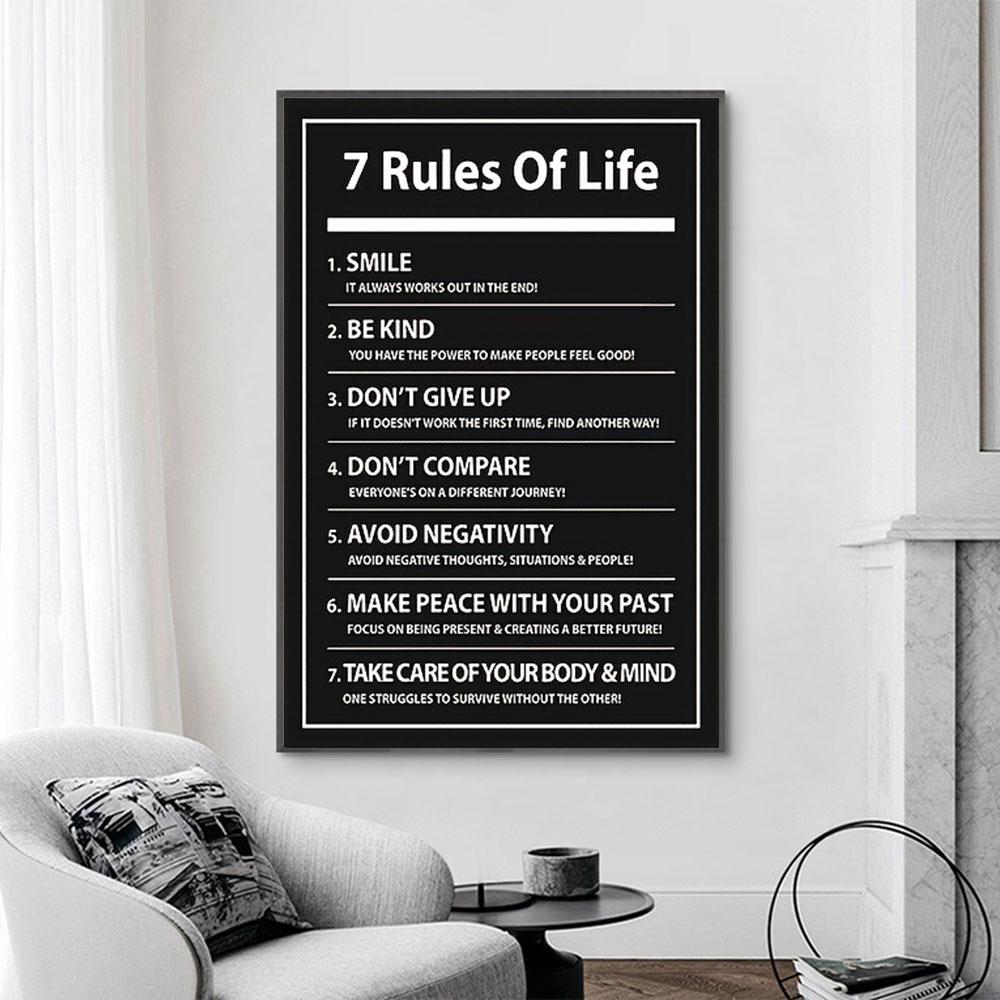 7 Rules of Life: Inspiring Letter Black Prints Motivational Quote Canvas Poster for Home Office Decor 20x30cm no frame
7 Rules of Life: Inspiring Letter Black Prints Motivational Quote Canvas Poster for Home Office Decor 20x30cm no frame