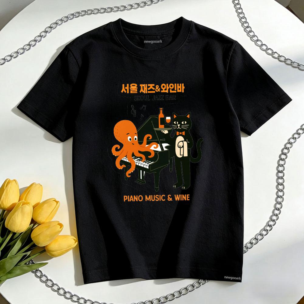 Seoul Jazz Bar Plano Music Wine Funny Octopuses and Cats Tshirt Women Unisex Casual Cotton Graphic T Shirts Camisetas Simple 4XL
Seoul Jazz Bar Plano Music Wine Funny Octopuses and Cats Tshirt Women Unisex Casual Cotton Graphic T Shirts Camisetas Simple 4XL