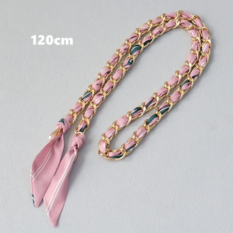 Новая мода, весенняя женская сумка, аксессуары, цепочки, съемный длинный ремень через плечо, милый шелковый ремешок с принтом, женская цепочка «сделай сам», ручки для сумки 120CM розовый