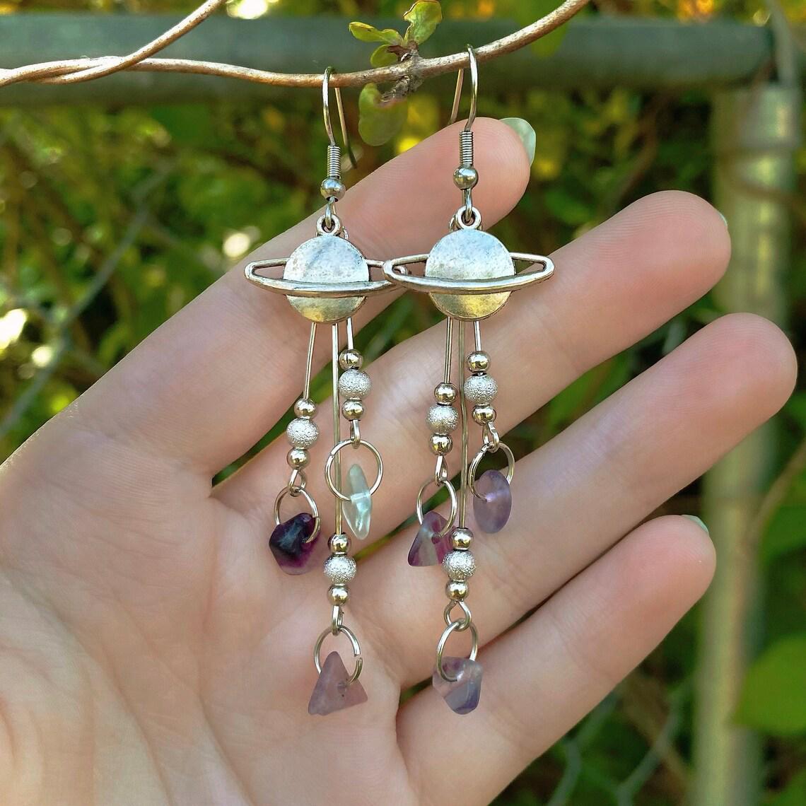 Rainbow Fluorite Celestial Earrings: Earth, Meteor, and Star Seed Crystal Chips
Rainbow Fluorite Celestial Earrings: Earth, Meteor, and Star Seed Crystal Chips