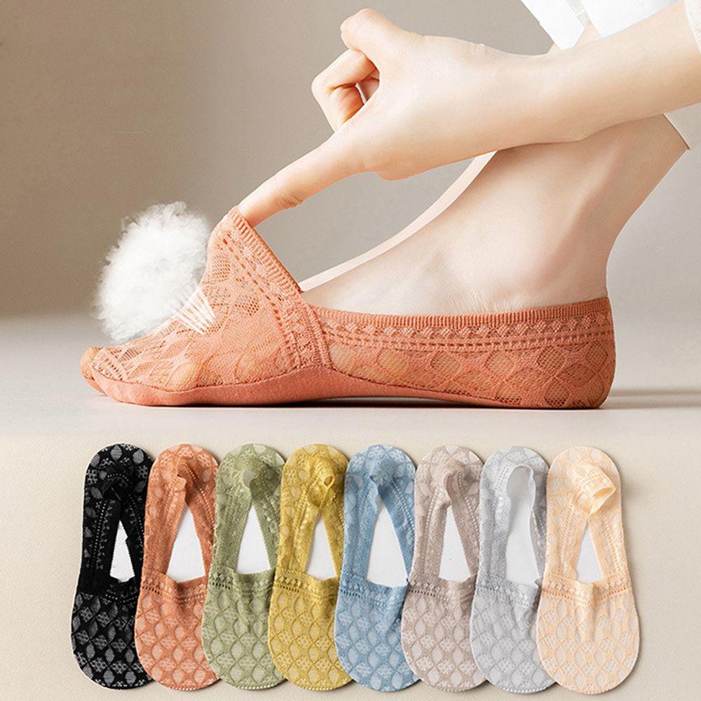 Нескользящие кружевные сетчатые женские невидимые носки летние носки тапочки без следов чулочно-носочные изделия корейские носки-лодочки