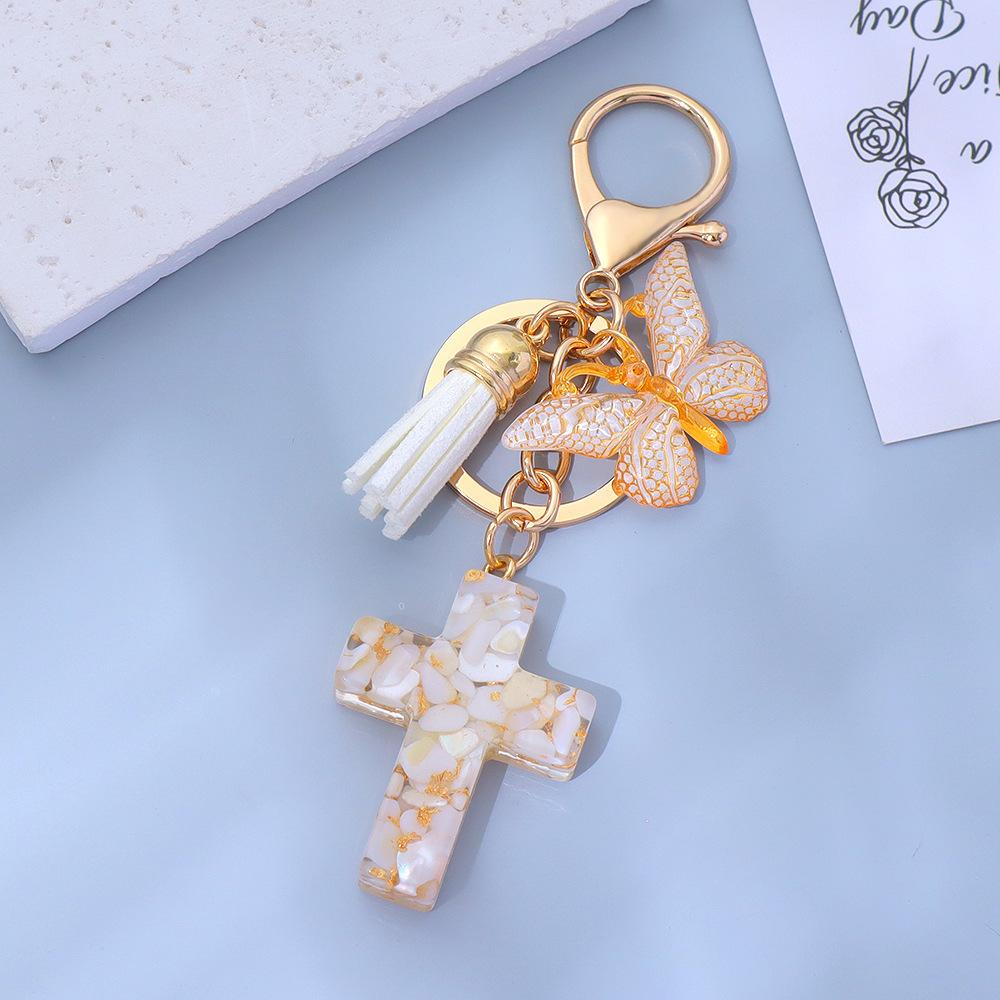Resin Cross Keychain Butterfly Tassel Pendant One Size білий
Resin Cross Keychain Butterfly Tassel Pendant One Size білий