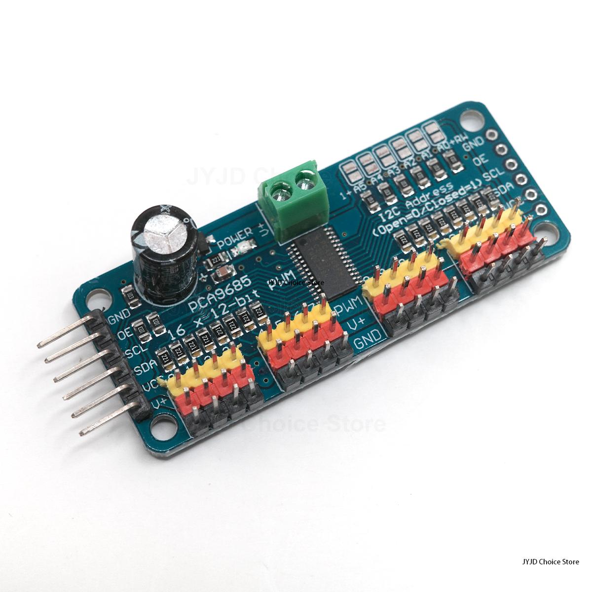 PCA9685PW 16-канальний 12-бітний ШІМ драйвер сервоприводів I2C інтерфейс модуль PCA9685 для Raspberry Pi
PCA9685PW 16-канальний 12-бітний ШІМ драйвер сервоприводів I2C інтерфейс модуль PCA9685 для Raspberry Pi