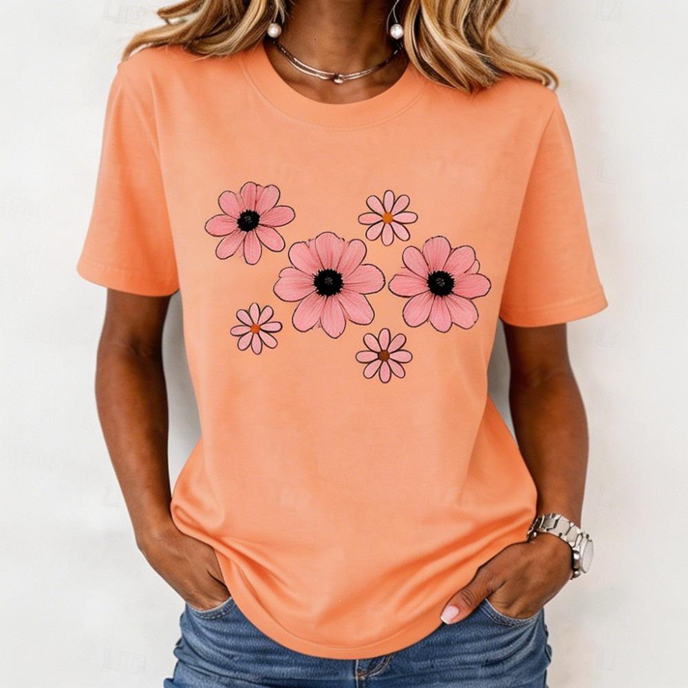 Women s Cute Pink Daisy Print Crew Neck T-Shirt, Casual Short Sleeve Tops, Fresh Daily Wear for Spring & Summer S
Women s Cute Pink Daisy Print Crew Neck T-Shirt, Casual Short Sleeve Tops, Fresh Daily Wear for Spring & Summer S