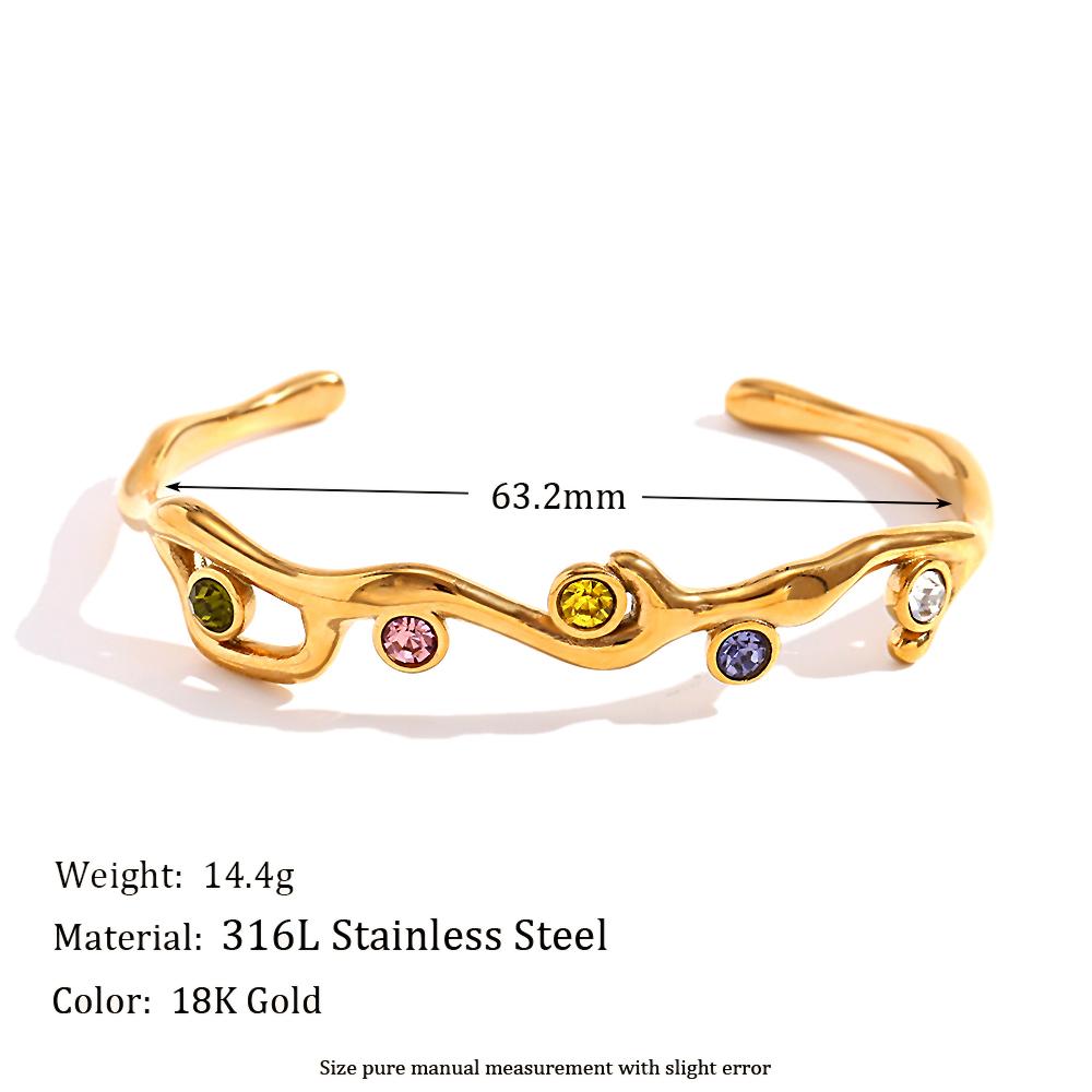 MamacitaSlay 316L Stainless Steel Colored Zircon Cuff Bracelet 18K Gold Plated Unique Waterproof Jewelry For Women Daily Wear
MamacitaSlay 316L Stainless Steel Colored Zircon Cuff Bracelet 18K Gold Plated Unique Waterproof Jewelry For Women Daily Wear