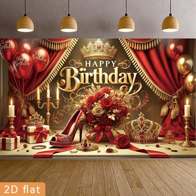 2D Red Gold Queen Crown & High Heel Happy Birthday Backdrop Banner 47.2x31.5inch/120*80cm
2D Red Gold Queen Crown & High Heel Happy Birthday Backdrop Banner 47.2x31.5inch/120*80cm