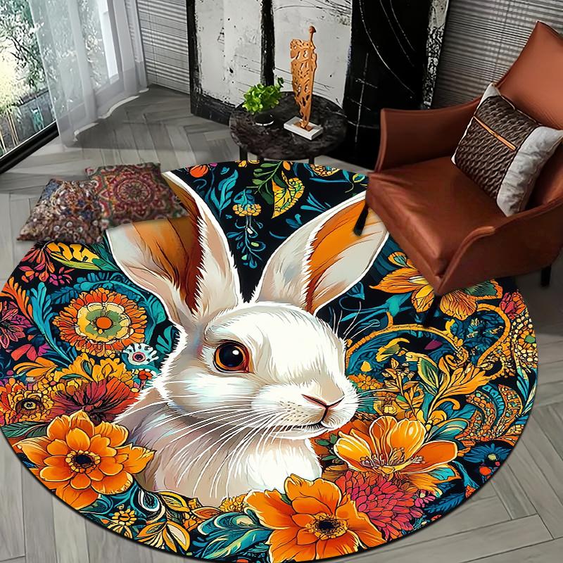 Rabbit floral style Flannel-printed round floor mats are slip-resistant Suitable for living room bedroom terrace garden carpets 60cm x 60cm
Rabbit floral style Flannel-printed round floor mats are slip-resistant Suitable for living room bedroom terrace garden carpets 60cm x 60cm