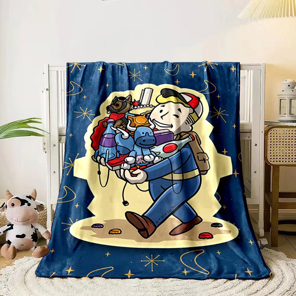 A cheerful character carries assorted items against a starry background. for all seasons blanket lunch break throw gift 80cm x 120cm
A cheerful character carries assorted items against a starry background. for all seasons blanket lunch break throw gift 80cm x 120cm