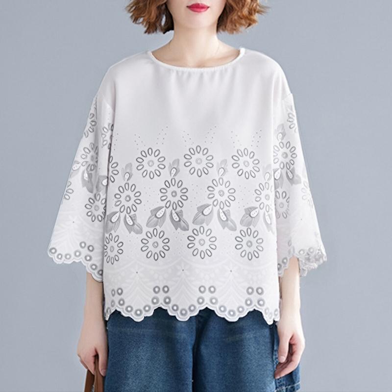 ZANZEA Женские летние блузки с круглым вырезом и рукавом 3/4 с волнистым краем XL белый
ZANZEA Женские летние блузки с круглым вырезом и рукавом 3/4 с волнистым краем XL белый