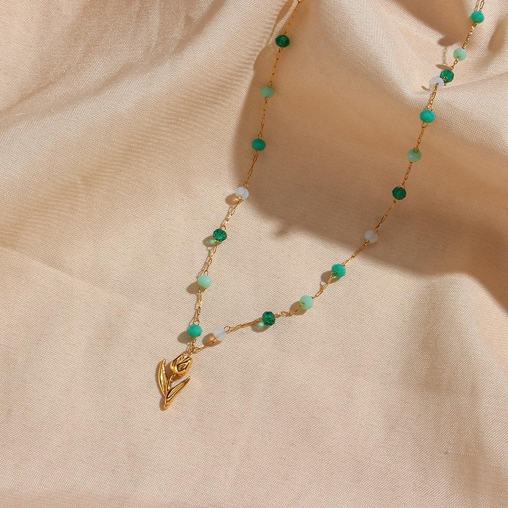 Geometric Tulip Necklace Mixed Green Stones Imitation Pearl Chain Korean Style Necklace Party
Geometric Tulip Necklace Mixed Green Stones Imitation Pearl Chain Korean Style Necklace Party