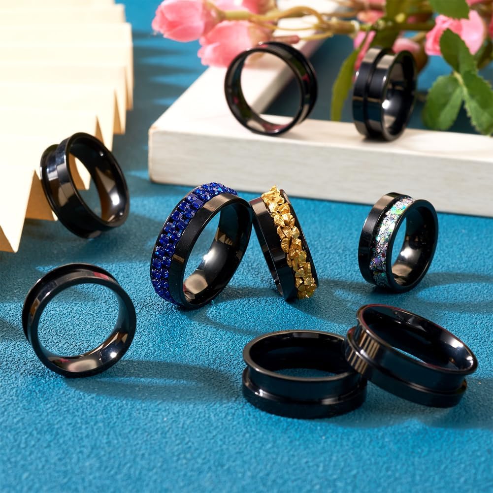 Fashewelry 12pcs Stainless Steel Blank Core Ring Size 7~12 Gunmetal Grooved Finger Ring Groove 8mm Wide for Inlay Resin, Polymer Clay, Chip Stone
Fashewelry 12pcs Stainless Steel Blank Core Ring Size 7~12 Gunmetal Grooved Finger Ring Groove 8mm Wide for Inlay Resin, Polymer Clay, Chip Stone
