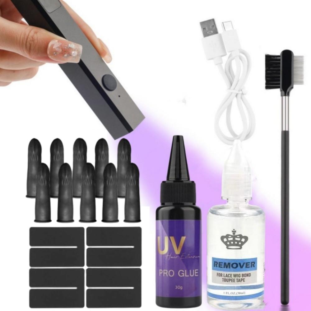 Pro UV Extension Kit 8w/ Glue, Comb, Remover & UV Lamp | Fast-Curing Invisible Bonds for Salon Extensions | Waterproof Adhesive A Set
Pro UV Extension Kit 8w/ Glue, Comb, Remover & UV Lamp | Fast-Curing Invisible Bonds for Salon Extensions | Waterproof Adhesive A Set