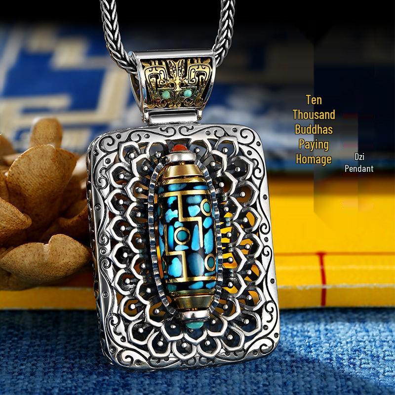 Wanfo Chaozong Turquoise Rotatable Dzi Pendant – Taotie Design Jewelry for Men & Women
Wanfo Chaozong Turquoise Rotatable Dzi Pendant – Taotie Design Jewelry for Men & Women