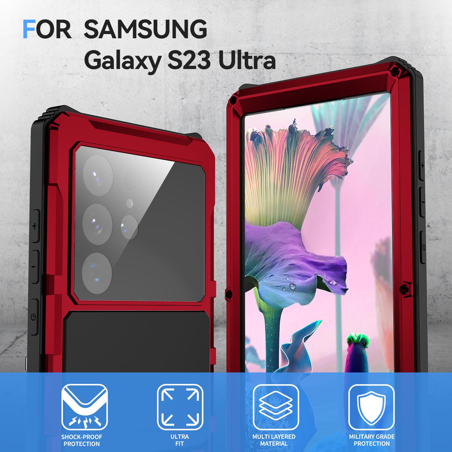 R-JUST For Samsung Galaxy S23 Ultra Kickstand Phone Case PC+Silicone+Metal Waterproof Dust-proof Cover with Screen Protector Red
R-JUST For Samsung Galaxy S23 Ultra Kickstand Phone Case PC+Silicone+Metal Waterproof Dust-proof Cover with Screen Protector Red